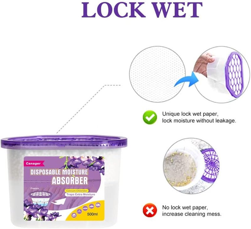 CANAGER Moisture Absorber Box-Odor Eliminator,Absorb Excess Moisture. Suitable for Wardrobe, Bedroom, Kitchen and Bathroom-6 Packs, Effectively Collect Water, Fresh Air,Freesia. Fuchsia - Image 4